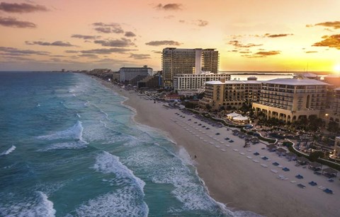 Framed Sunset On Cancun Print