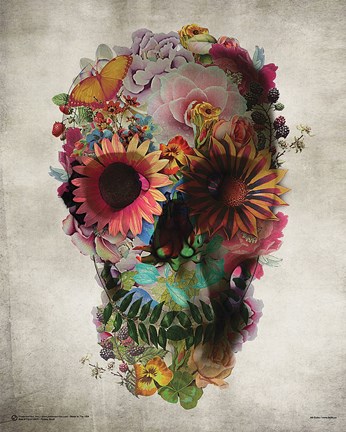 Framed Flower Skull Print