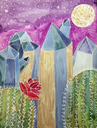 Framed Blue Kyanite Cactus Print