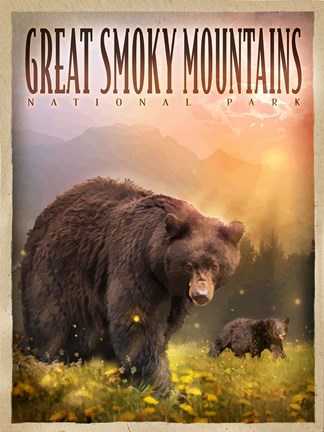 Framed Smokey Mountain Bears Print