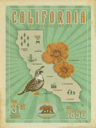 Framed California Map Print