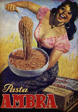 Framed Pasta Ambra Print