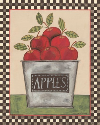 Framed Bucket of Apples Print