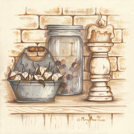 Framed Cotton Balls and Berries Print