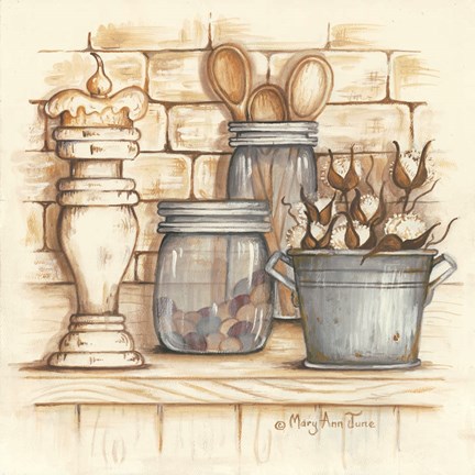 Framed Jars and Wooden Spoons Print