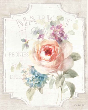 Framed Cottage Garden III on wood Print