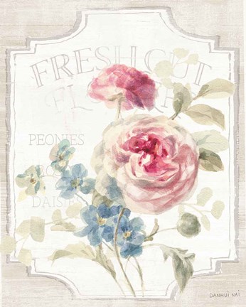 Framed Cottage Garden II on wood Print