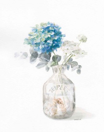 Framed Beach Flowers V Print