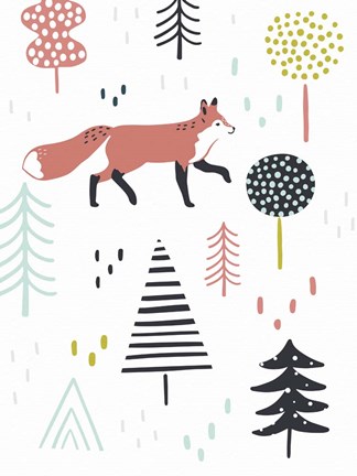 Framed Fox Forest I Print