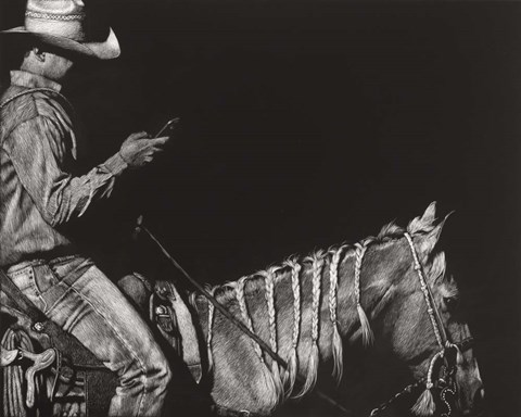 Framed Cowboy Scratchboard II Print