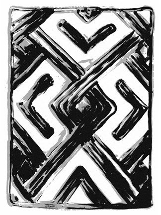 Framed African Textile Woodcut IV Print