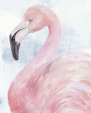 Framed Pink Flamingo Portrait II Print