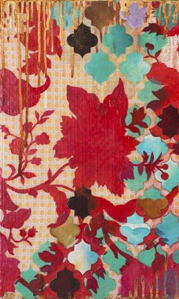 Framed Red &amp; Teal Gilded Age I Print