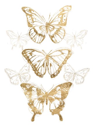 Framed Gold Butterfly Contours II Print