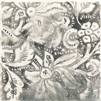 Framed Antique Stone Tile I Print