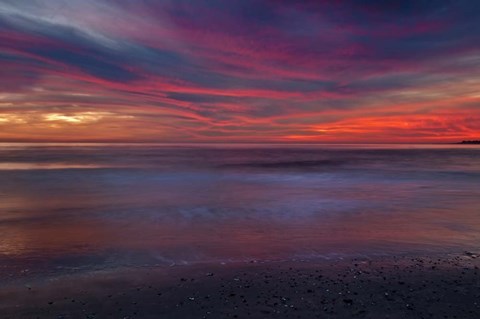 Framed Purple-Colored Sunrise On Ocean Shore, Cape May NJ Print