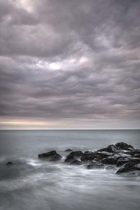 Framed Stormy Beach Landscape, Cape May National Seashore, NJ Print