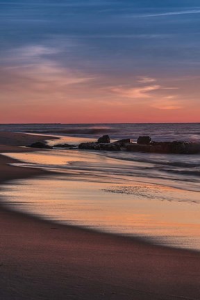 Framed Sunrise On Winter Shoreline 4, Cape May National Seashore, NJ Print