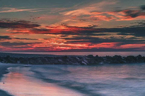 Framed Sunrise On Winter Shoreline 6, Cape May National Seashore, NJ Print