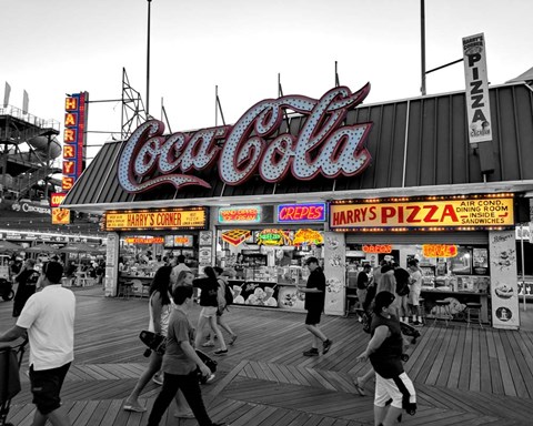 Framed Coca Cola Sign - Boardwalk, Wildwood NJ Print