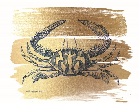 Framed Brushed Gold Crab Print