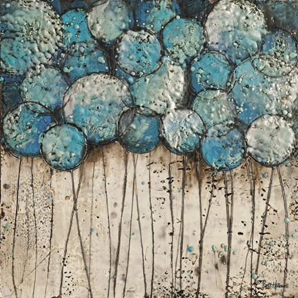 Framed Bubble Trees in Blue Print