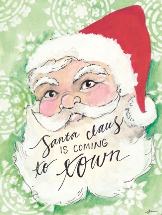Framed Santa is Coming to Town Print