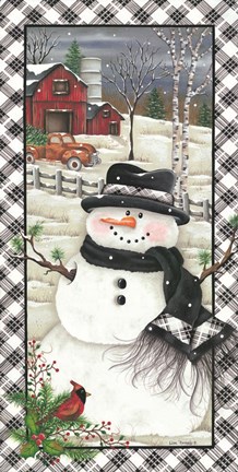 Framed Rusty Truck Snowman Print