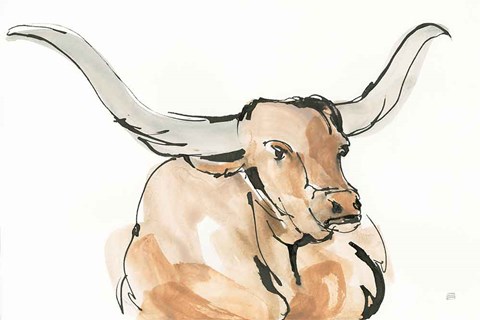 Framed Longhorn I Print