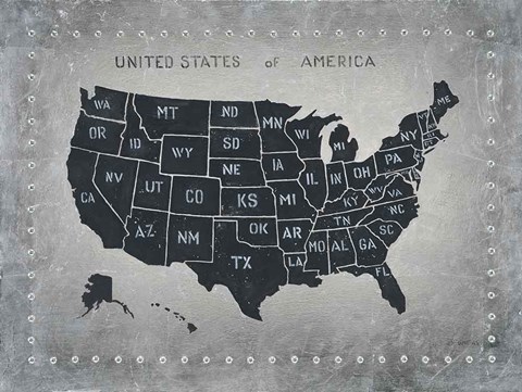 Framed Riveting USA Map Print