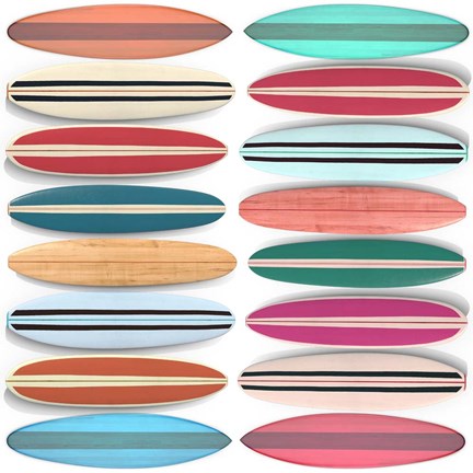 Framed Surfboard Pattern Print