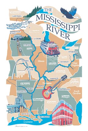 Framed Mississippi River Print