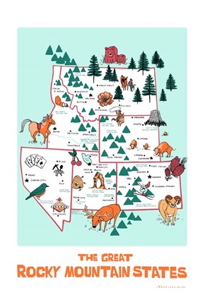Framed Great Rocky Mountain States Print