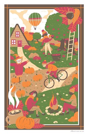 Framed Fall Scenes Print