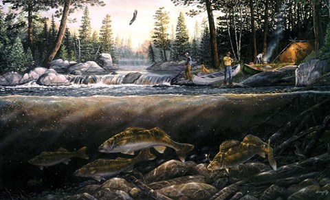 Framed Fishing The Falls Print