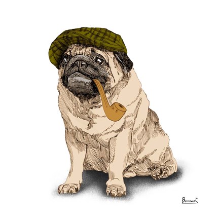 Framed Pugs in Hats II Print