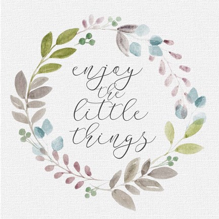 Framed Botanical Wreath Enjoy little things Print