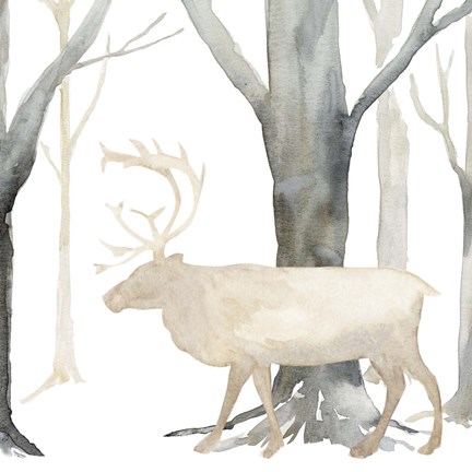 Framed Winter Forest Elk Print