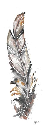 Framed Tribal Feather Neutral Panel III Print