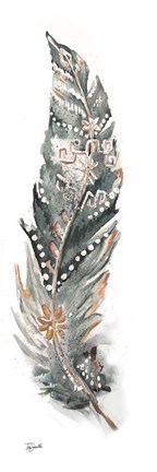 Framed Tribal Feather Neutral Panel IV Print