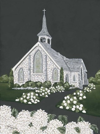 Framed White Church Print