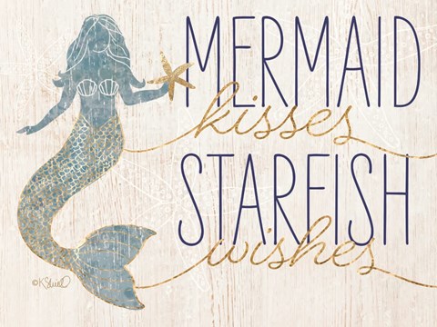 Framed Mermaid Kisses Starfish Wishes Print