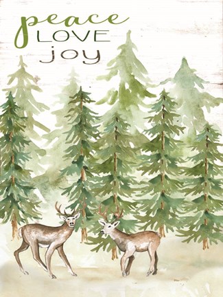 Framed Peace Love Joy Deer Print