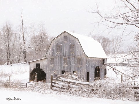 Framed Blue Tinted Barn Print
