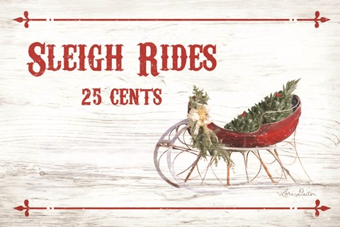 Framed Sleigh Rides 25 Cents Print