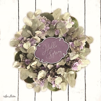 Framed Hello Spring Wreath Print