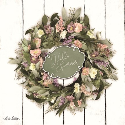 Framed Hello Summer Wreath Print