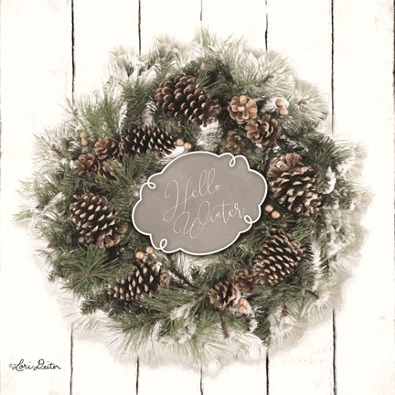 Framed Hello Winter Wreath Print
