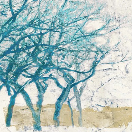 Framed Turquoise Trees I Print