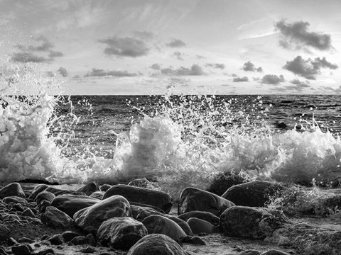 Framed Waves Crashing, Point Reyes, California (BW) Print